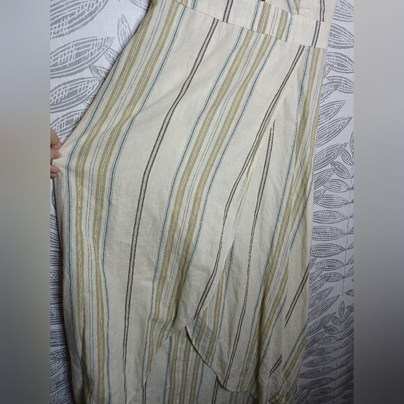 Happy X Nature Dress Linen Blend Cream Striped Halter Maxi Hi Lo NEW Kate Hudson - Picture 5 of 10